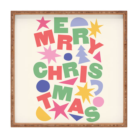 April Lane Art Abstract Merry Christmas Square Tray