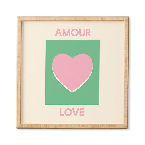 April Lane Art Amour Love Green Pink Heart Framed Wall Art