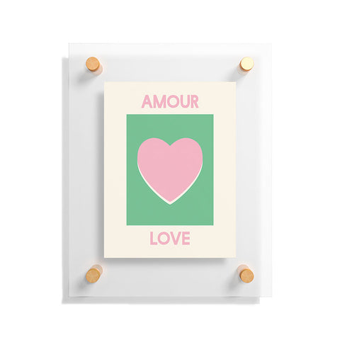 April Lane Art Amour Love Green Pink Heart Floating Acrylic Print