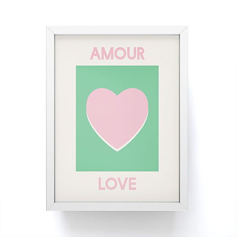 April Lane Art Amour Love Green Pink Heart Framed Mini Art Print