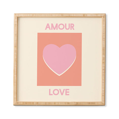 April Lane Art Amour Love Orange Pink Heart Framed Wall Art
