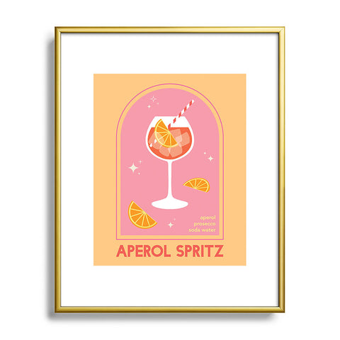 April Lane Art Aperol Spritz Cocktail Metal Framed Art Print