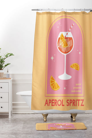 April Lane Art Aperol Spritz Cocktail Shower Curtain And Mat