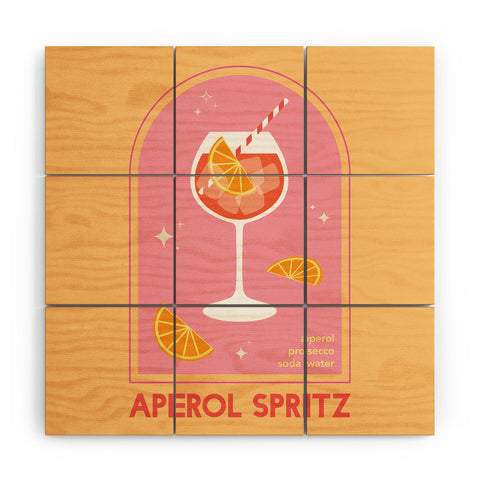April Lane Art Aperol Spritz Cocktail Wood Wall Mural