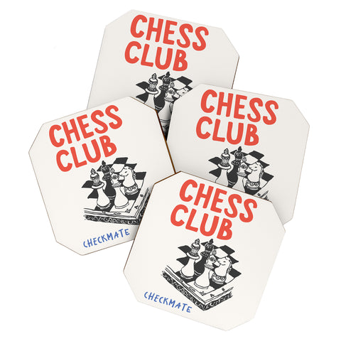 April Lane Art Chess Club Coaster Set