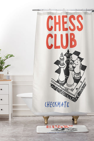April Lane Art Chess Club Shower Curtain And Mat