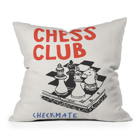 April Lane Art Chess Club Outdoor Throw Pillow