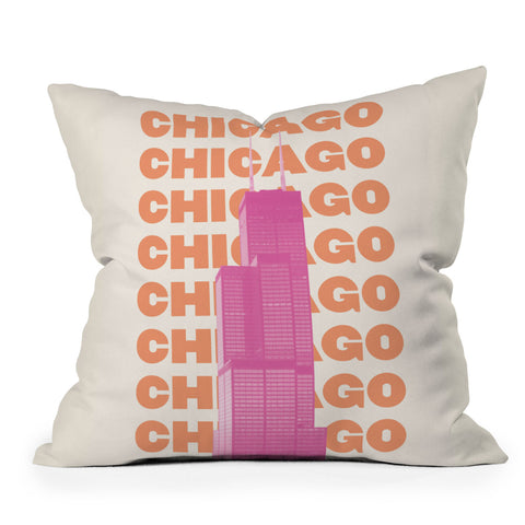April Lane Art Chicago Willis Tower Outdoor Throw Pillow