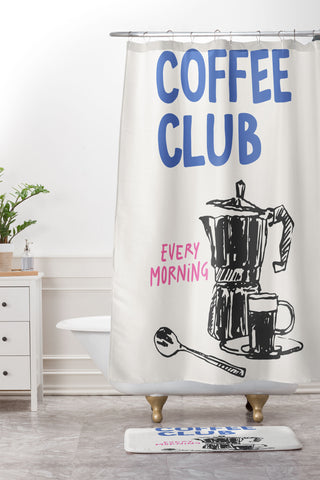 April Lane Art Coffee Club Shower Curtain And Mat