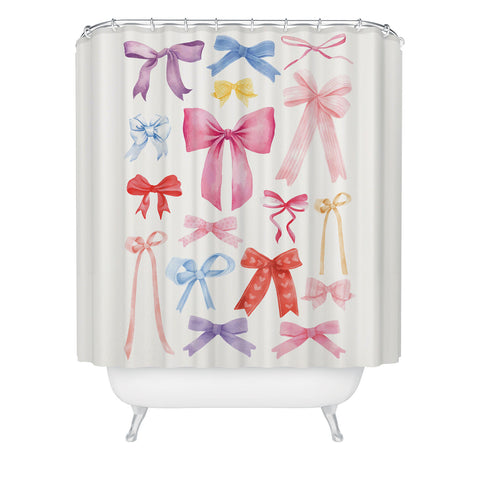 April Lane Art Cute Bows Ribbons Shower Curtain