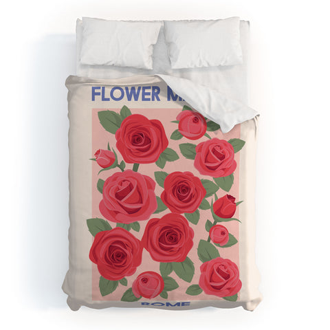 April Lane Art Flower Market Rome Roses Duvet Cover