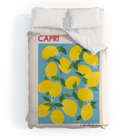 April Lane Art Fruit Market Capri Italy Lemon Duvet Cover