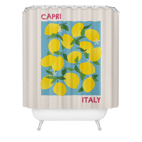 April Lane Art Fruit Market Capri Italy Lemon Shower Curtain