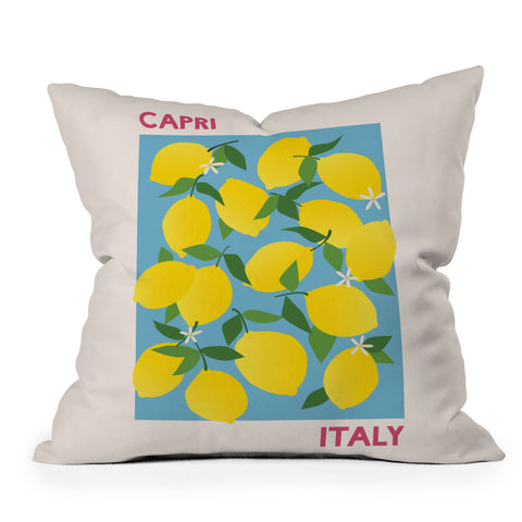 April Lane Art Fruit Market Capri Italy Lemon Outdoor Throw Pillow