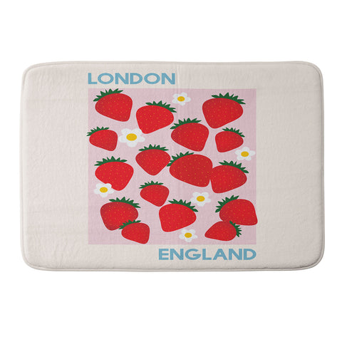 April Lane Art Fruit Market London England Strawberries Memory Foam Bath Mat