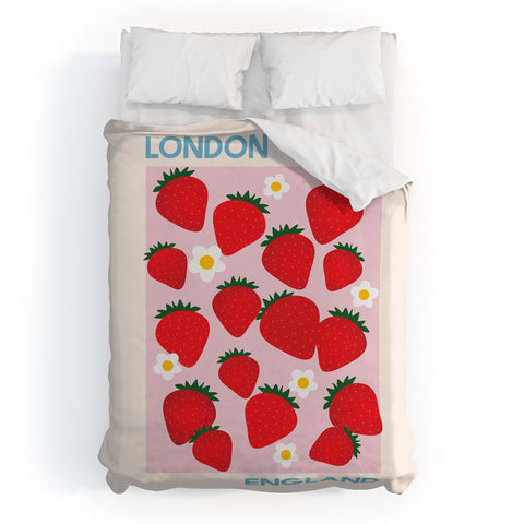 April Lane Art Fruit Market London England Strawberries Duvet Cover