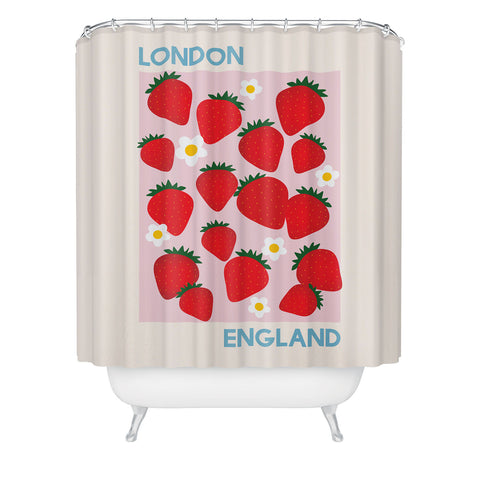 April Lane Art Fruit Market London England Strawberries Shower Curtain