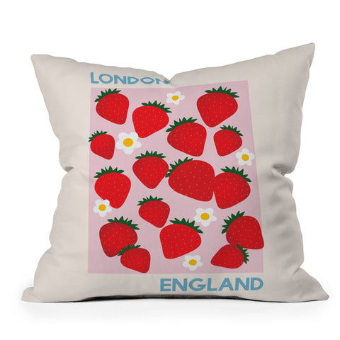 April Lane Art Fruit Market London England Strawberries Outdoor Throw Pillow