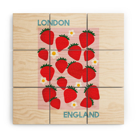 April Lane Art Fruit Market London England Strawberries Wood Wall Mural