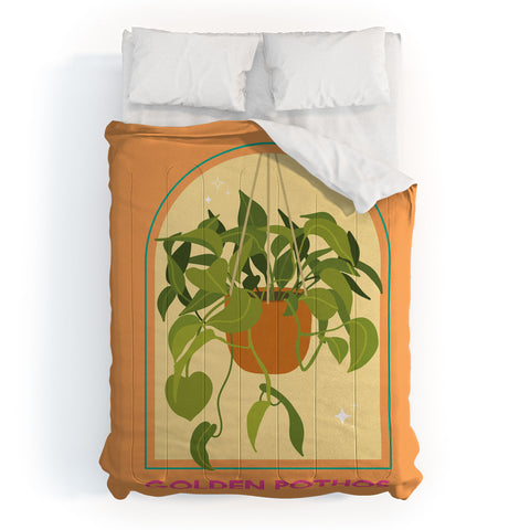 April Lane Art Golden Pothos Houseplant Comforter