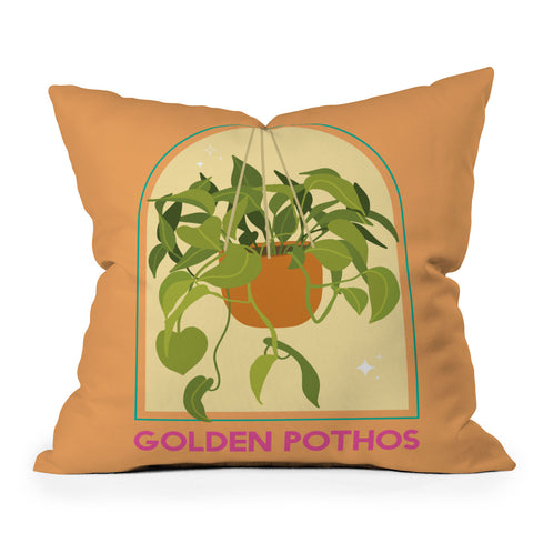April Lane Art Golden Pothos Houseplant Outdoor Throw Pillow