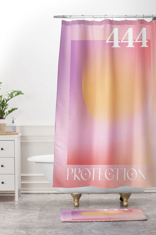 April Lane Art Gradient Angel Number 444 Shower Curtain And Mat