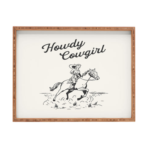 April Lane Art Howdy Cowgirl Black Rectangular Tray