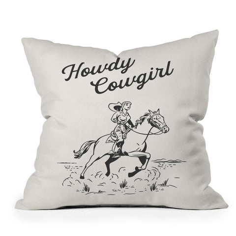 April Lane Art Howdy Cowgirl Black Throw Pillow