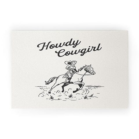 April Lane Art Howdy Cowgirl Black Welcome Mat