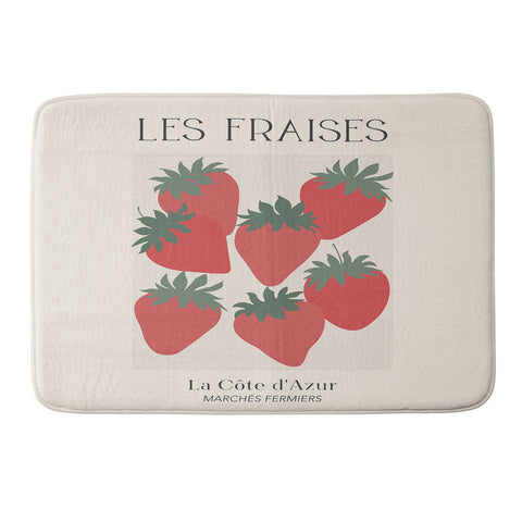 April Lane Art Les Fraises Fruit Market France Memory Foam Bath Mat