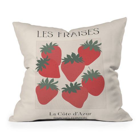 April Lane Art Les Fraises Fruit Market France Outdoor Throw Pillow