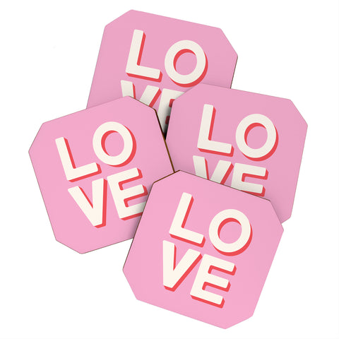 April Lane Art Love Pink Coaster Set