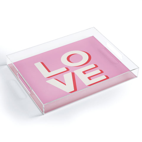 April Lane Art Love Pink Acrylic Tray