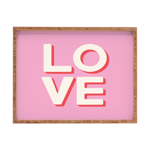 April Lane Art Love Pink Rectangular Tray