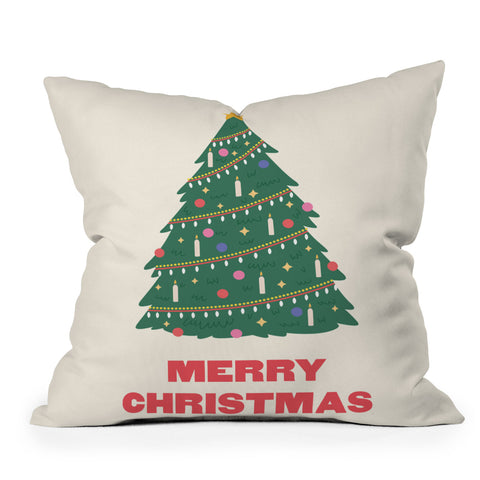 April Lane Art Merry Christmas Tree Throw Pillow