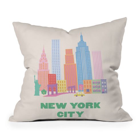 April Lane Art New York City Skyline I Outdoor Throw Pillow