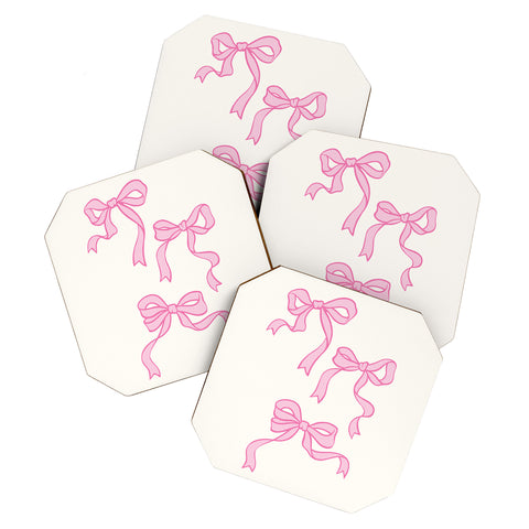 April Lane Art Pink Bows Coaster Set