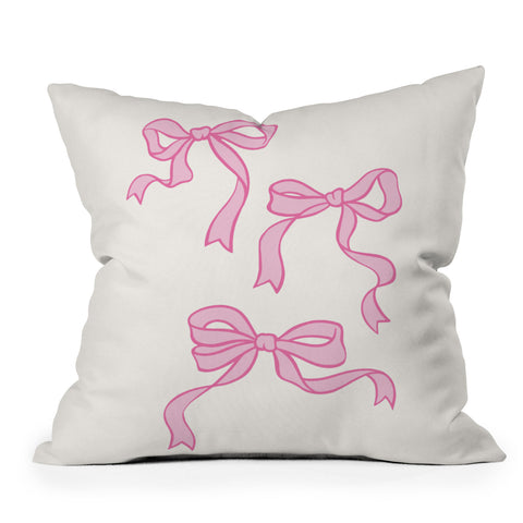 April Lane Art Pink Bows Outdoor Throw Pillow