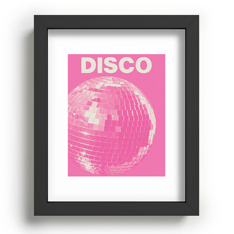 April Lane Art Pink Disco Ball I Recessed Framing Rectangle
