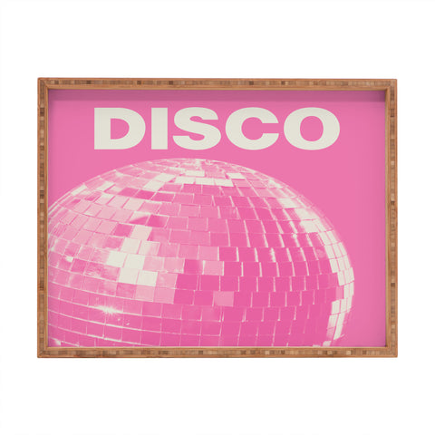 April Lane Art Pink Disco Ball I Rectangular Tray