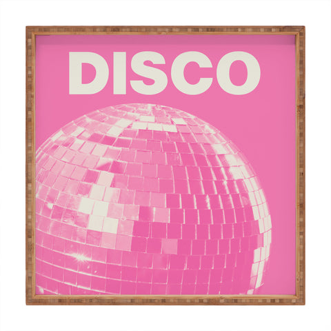 April Lane Art Pink Disco Ball I Square Tray