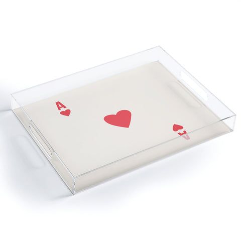 April Lane Art Red Ace of Hearts Acrylic Tray