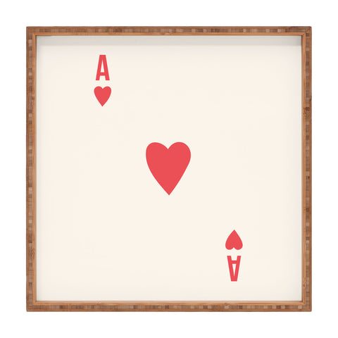 April Lane Art Red Ace of Hearts Square Tray