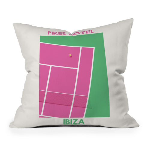 April Lane Art Tennis Court Ibiza Outdoor Throw Pillow