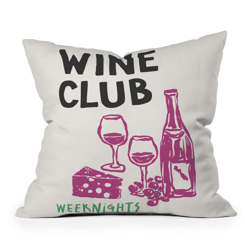 April Lane Art Wine Club Throw Pillow