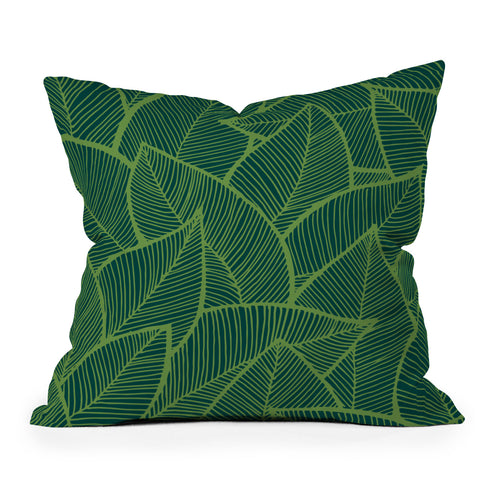 Arcturus Lime Green Leaves Outdoor Throw Pillow