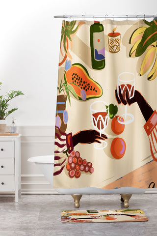 artyguava Cheers to You Shower Curtain And Mat