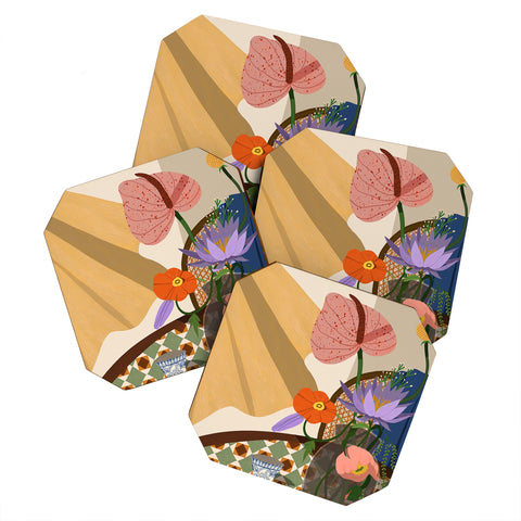 artyguava Flowers on the Dining Table Coaster Set