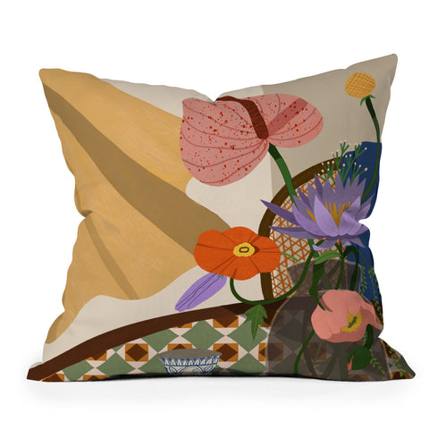 artyguava Flowers on the Dining Table Outdoor Throw Pillow