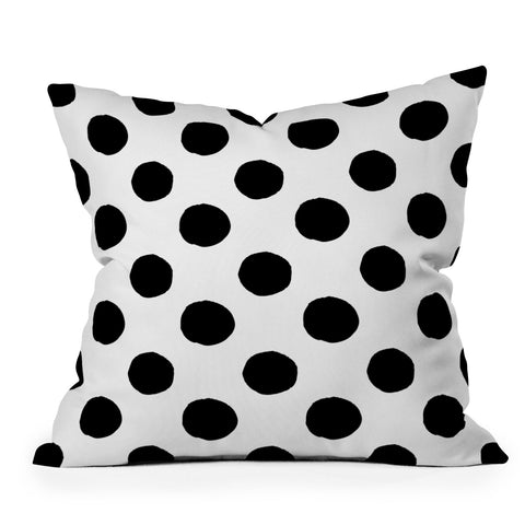 Avenie Big Polka Dots Black and White Outdoor Throw Pillow